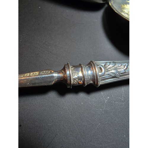 324 - Qty of collectables to include two good antique ornate forks, one is hallmarked silver (handle and f... 