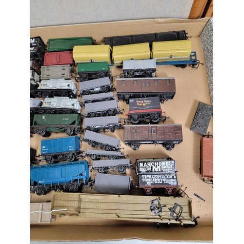 49 - Box containing over 35x Airfix rolling stock pieces, inc a quantity of Welsh named items inc G.L.M. ... 