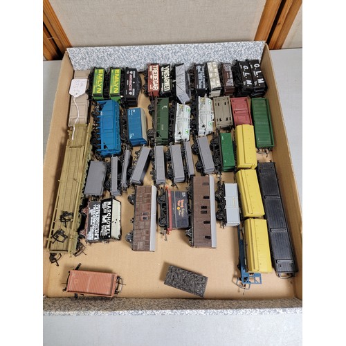 49 - Box containing over 35x Airfix rolling stock pieces, inc a quantity of Welsh named items inc G.L.M. ... 