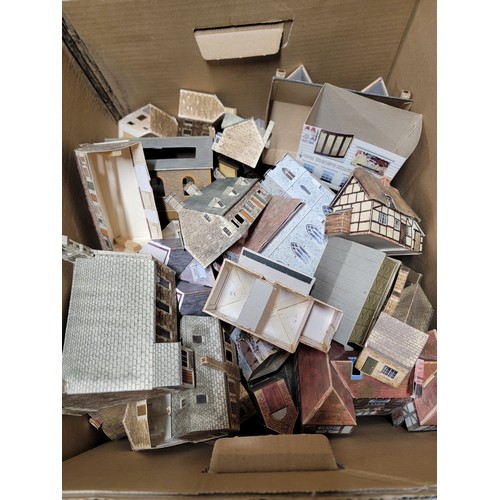 52 - 2x boxes containing a large quantity of model railway accessories inc a large quantity of cardboard ... 