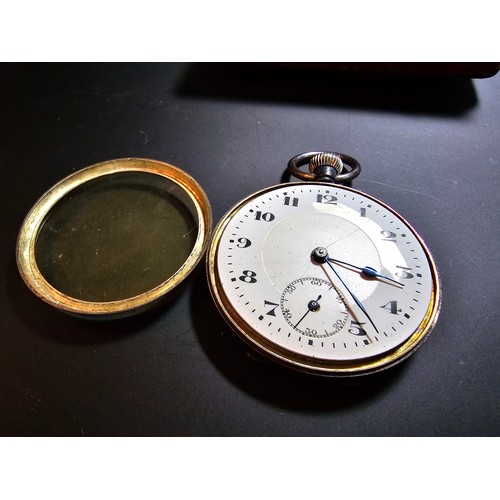 328 - Hallmarked silver pocket watch complete with its leather travel case, pocket watch is in good overal... 