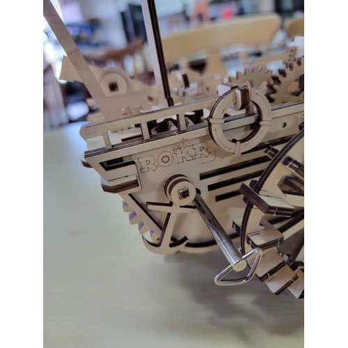 58 - 2x Robotime Rokr skeleton puzzle models fully assembled inc a wooden mechanical airship with metal k... 