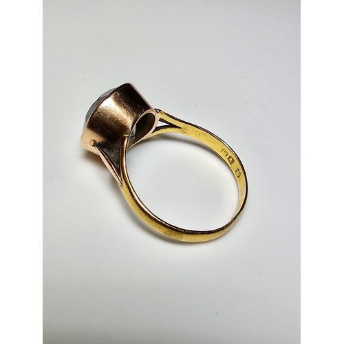 349 - Antique hallmarked 18ct yellow gold statement ring featuring a 9ct rose gold mount inset with a larg... 