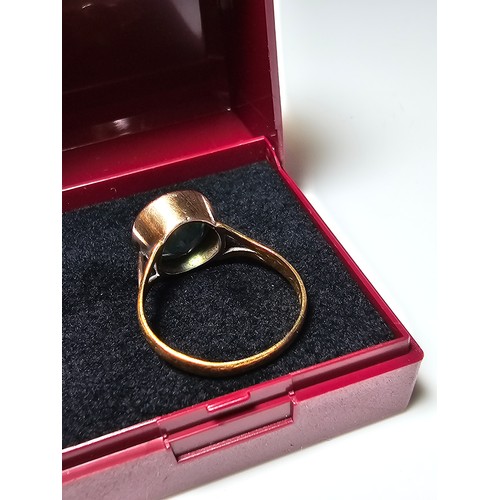 349 - Antique hallmarked 18ct yellow gold statement ring featuring a 9ct rose gold mount inset with a larg... 