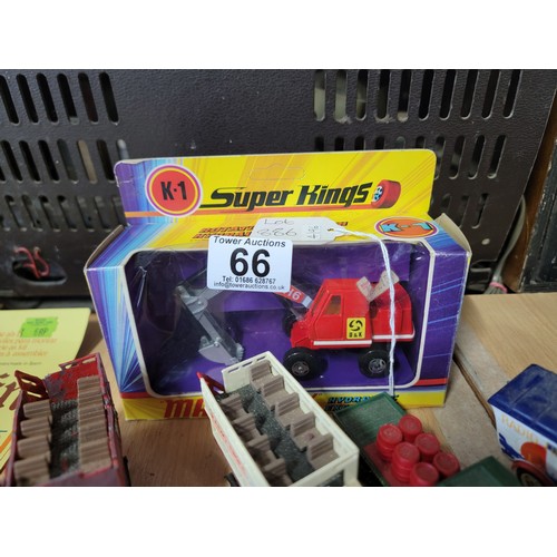 66 - A boxed diecast Matchbox Super kings K1 hydraulic digger along with 12x diecast vehicles inc 4x radi... 