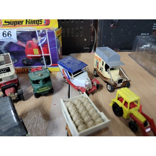 66 - A boxed diecast Matchbox Super kings K1 hydraulic digger along with 12x diecast vehicles inc 4x radi... 