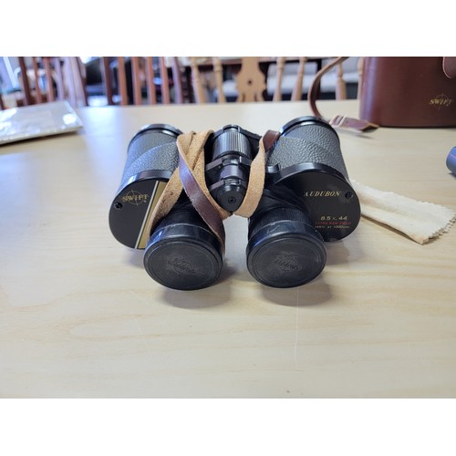 69 - Good cased swift binoculars 8.5x44 along with 2x other pairs of binoculars inc Countryman 10x50, and... 