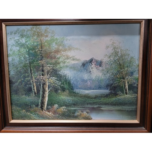 78 - An ornate gilt framed oil on board of a country scene signed by D. Knight, along with a wooden frame... 