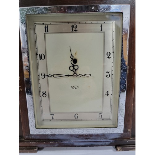 92 - Duncan Hunter Danbury pine quartz wall clock along with Smiths Sectric electric operated Art Deco ma... 