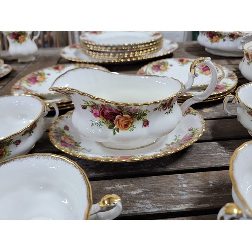 94 - Royal Albert Old Country Roses 33x piece part dinner set which includes 2x lidded tureeens, gravy bo... 