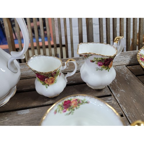 95 - Royal Albert Old Country Roses 35x piece part coffee set which includes coffee pot, creamer jugs, su... 