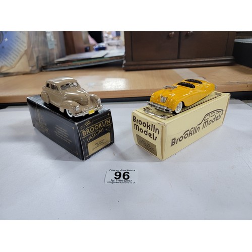 96 - 2x Quality As New Boxed Brooklin Diecast Model Vehicles which include BRK. 8 1940 Chrysler Newport D... 