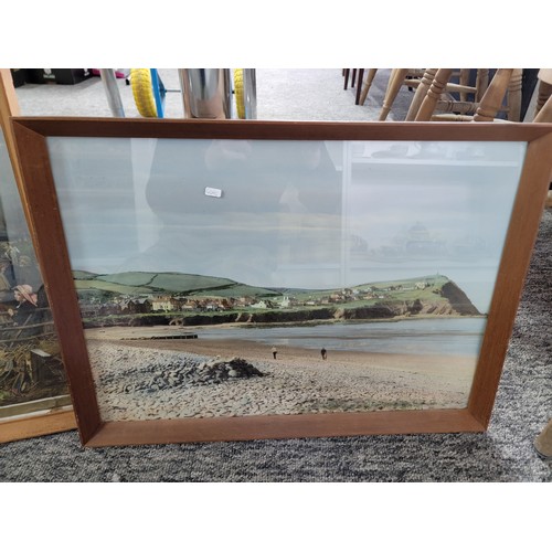 102 - 2x framed and galzed pictures which includes large vintage photograph of Borth (near Aberystwyth) fr... 