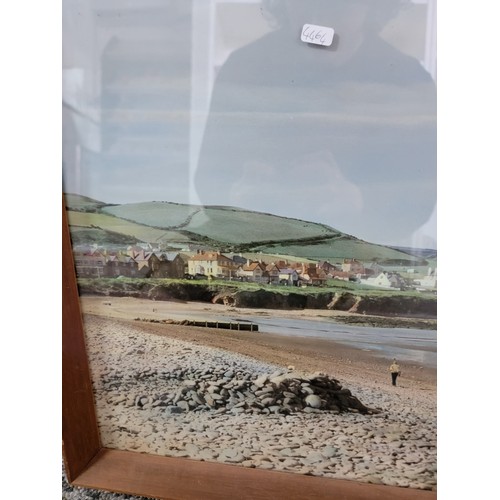 102 - 2x framed and galzed pictures which includes large vintage photograph of Borth (near Aberystwyth) fr... 