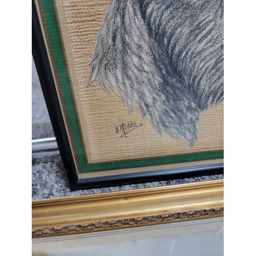 104 - 6x framed & glazed pictures which includes 4x original signed watercolours, 1x signed pencil sketch ... 