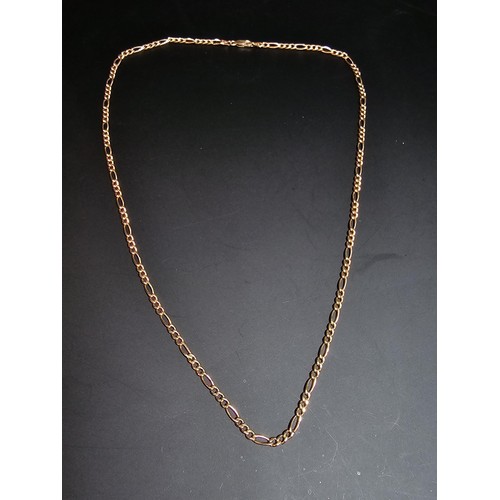 354 - A good quality hallmarked 9ct gold Italy neck chain with a Figaro link design, in excellent clean co... 