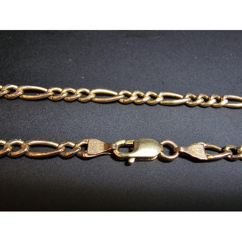 354 - A good quality hallmarked 9ct gold Italy neck chain with a Figaro link design, in excellent clean co... 