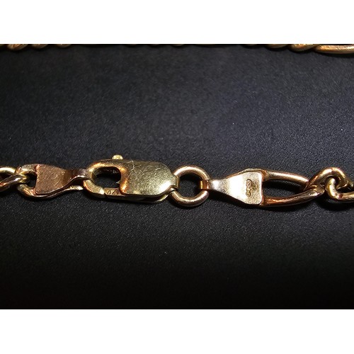 354 - A good quality hallmarked 9ct gold Italy neck chain with a Figaro link design, in excellent clean co... 