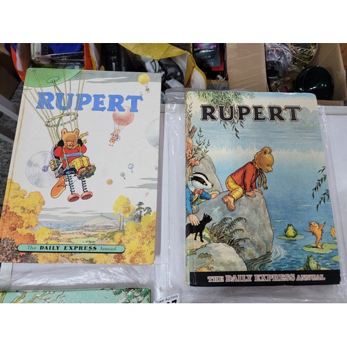 107 - Qty of 5x vintage Rupert Bear Annuals dating 1957,1967,1968,1969 and 1974 only one still has price c... 