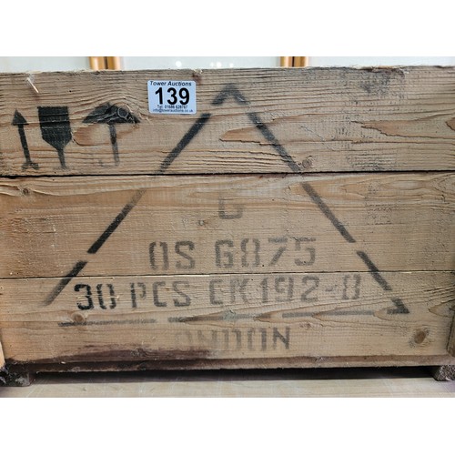 139 - A good quality vintage mid century Russian wooden crate, with Russian writing on one side and stampe... 