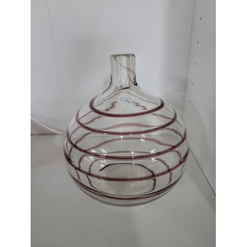 115 - 4x studio art glass sculptural pieces to include tall light blue vase, amethyst and clear glass bowl... 