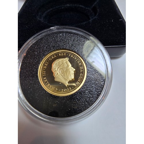 238 - A limited edition 2023 The King Charles III solid gold proof full laurel, the first laurel with the ... 