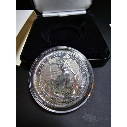 239 - A jubilee mint 2023 uncultivated 1oz silver Britannia coin denomination £2, limited edition of 2023 ... 