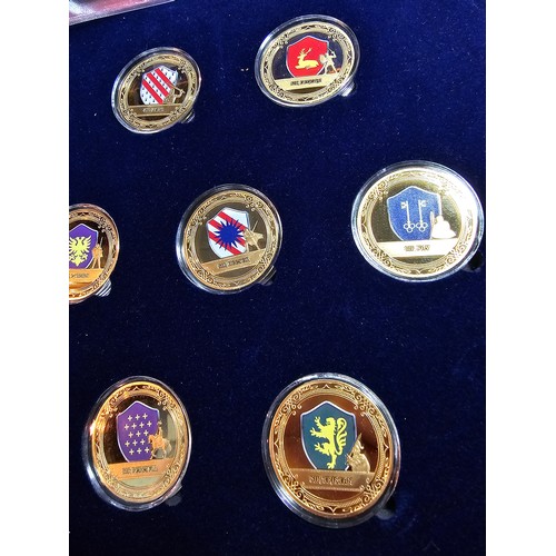 245 - Windsor Mint Knights of the round table complete coin set which includes 13 copper gold layered coin... 