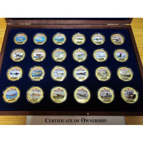 246 - The Windsor Mint British military aircraft 24 coin set, each coin is gold layered copper with pad pr... 