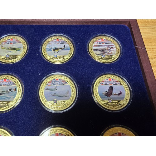 246 - The Windsor Mint British military aircraft 24 coin set, each coin is gold layered copper with pad pr... 