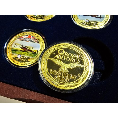 246 - The Windsor Mint British military aircraft 24 coin set, each coin is gold layered copper with pad pr... 