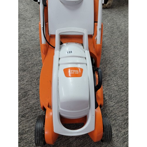 155 - Stihl electric lawn mower, RME 339, 1 year old, has a 37cm cutting width, 1200W, complete with grass... 