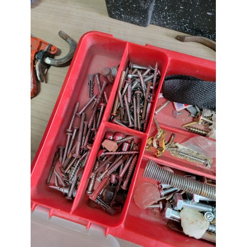 148 - 2x tool boxes containing a large quantity of tools and accessories inc screws, drill bits, spanners,... 