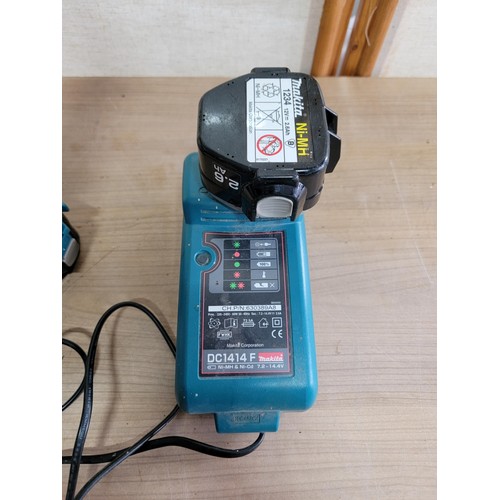 157 - A Makita 8413D 13mm 12V battery drill plus charger and 2 batteries (weak charge).