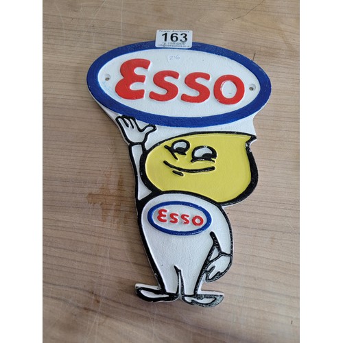 163 - Pair of cast iron Esso logo figures largest figure stands at 26cm high, 19cm long