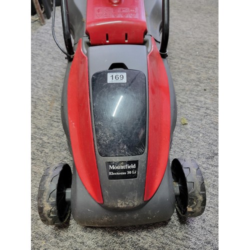 169 - Good quality Mountfield electress 30 li lawn mower complete with boxed battery and charger, only 18 ... 