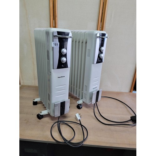 181 - 2x portable Supawarm electric heaters in overall good condition with temperature control, each stand... 