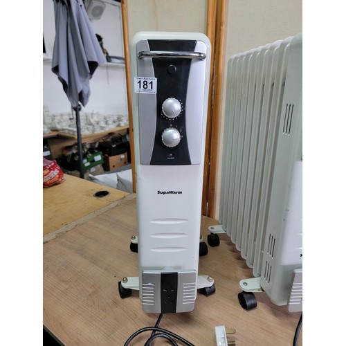 181 - 2x portable Supawarm electric heaters in overall good condition with temperature control, each stand... 