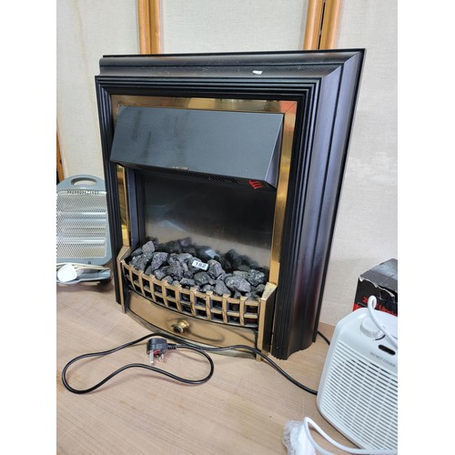 182 - Good quality inset electric fire effect Dimplex heater along with a quartz electric portable heater,... 