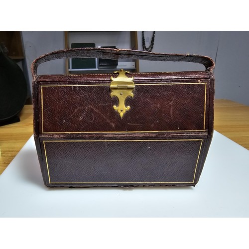 248 - A fine quality antique leather cased Etui  comprehensive sewing kit, appears complete which includes... 