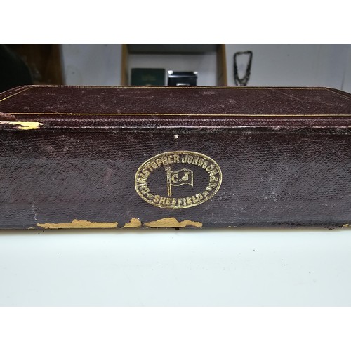 248 - A fine quality antique leather cased Etui  comprehensive sewing kit, appears complete which includes... 