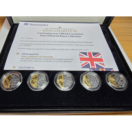 247 - A Westminster Dual plated 50 pence coin collection, a complete series of 5 for the National Anthem o... 