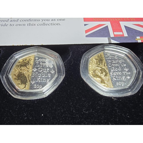 247 - A Westminster Dual plated 50 pence coin collection, a complete series of 5 for the National Anthem o... 