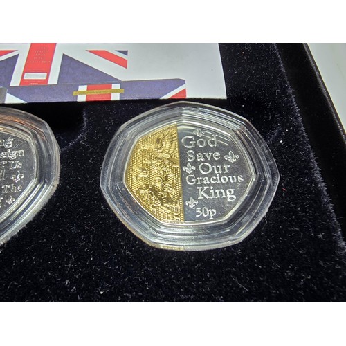 247 - A Westminster Dual plated 50 pence coin collection, a complete series of 5 for the National Anthem o... 