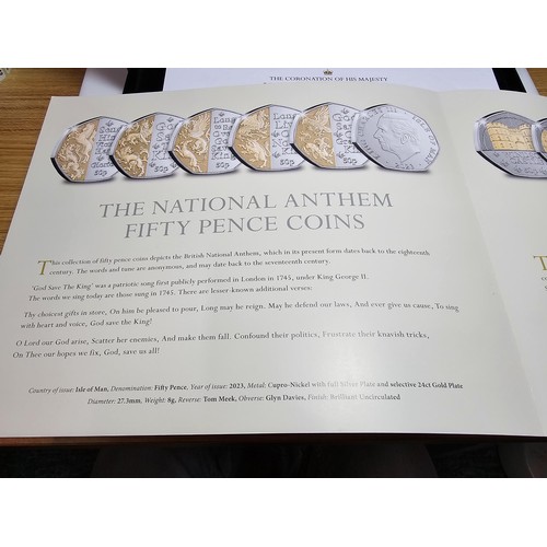 247 - A Westminster Dual plated 50 pence coin collection, a complete series of 5 for the National Anthem o... 