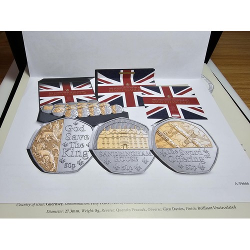 247 - A Westminster Dual plated 50 pence coin collection, a complete series of 5 for the National Anthem o... 