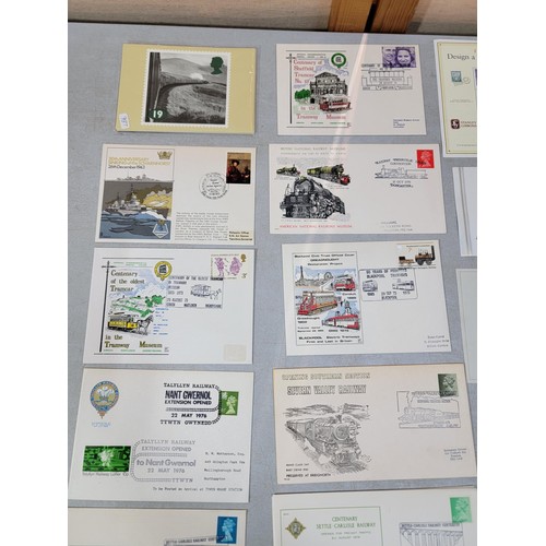 212 - Collection of first day covers relating to trains trams, boats, stamp show, 2000 wales stamps etc al... 