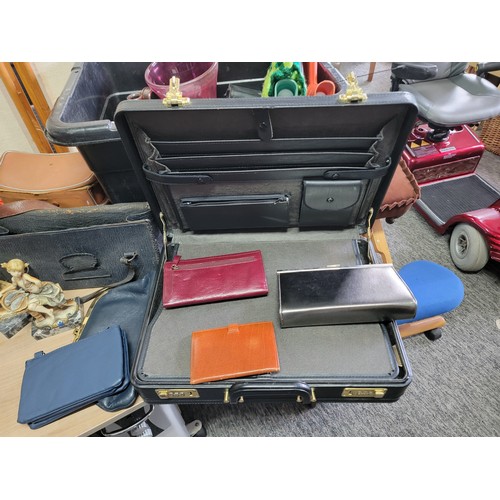 175A - 2x boxes containing a large quantity of collectables inc leather brief case, handbags inc an Italian... 