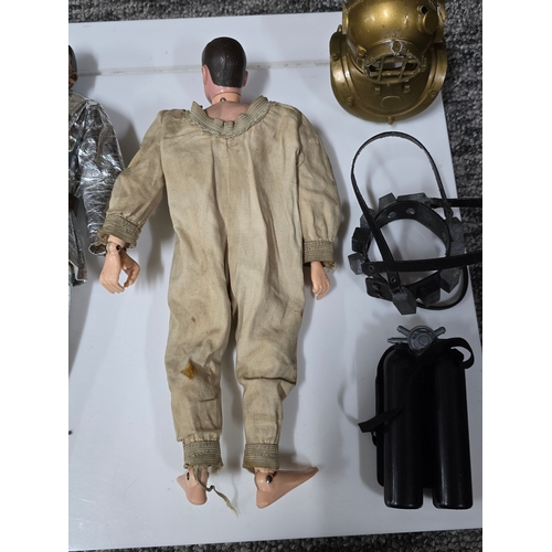 73 - Early 1960's 4x Palitoy Action man figures, includes the earliest 1st & 2nd series figures (see phot... 