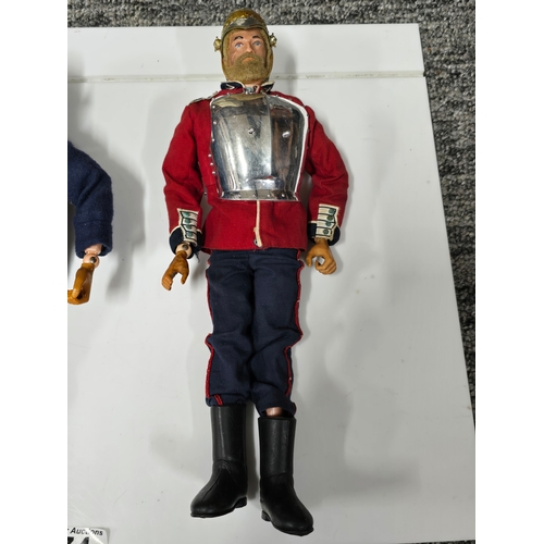 74 - Early 1960's / 70's 3x Palitoy Action man figures all with flock heads & 2 with flock beards, includ... 